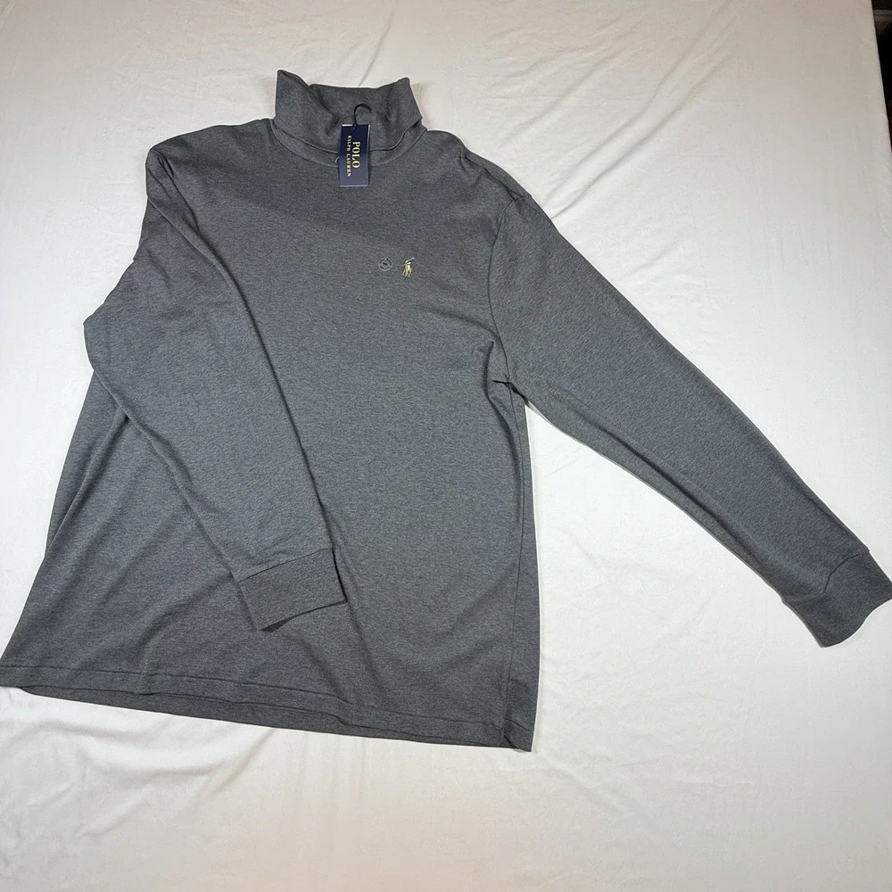 Polo Ralph Lauren XXL Gray Turtleneck Long Sleeve Shirt Pony Logo NWT